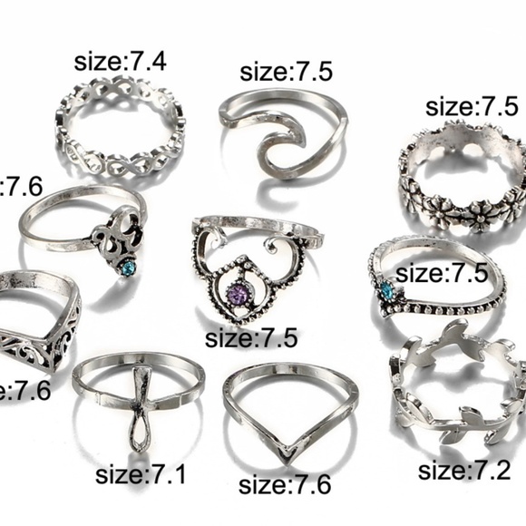 NEW 10pc multi styles ring set - Picture 2 of 3